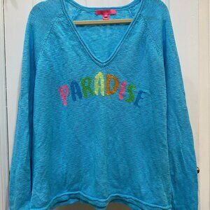 Lilly Pulitzer- Danette V-Neck Sweater- Seabreeze Blue Paradise